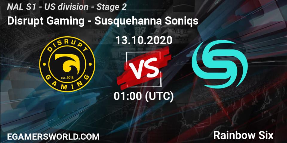 Disrupt Gaming vs Susquehanna Soniqs: Match Prediction. 13.10.2020 at 01:00, Rainbow Six, NAL S1 - US division - Stage 2