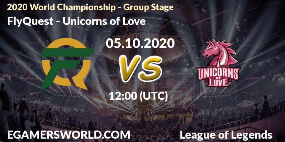 FlyQuest vs Unicorns of Love: Match Prediction. 05.10.2020 at 12:00, LoL, 2020 World Championship - Group Stage
