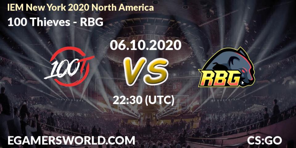 100 Thieves vs RBG: Match Prediction. 06.10.20, CS2 (CS:GO), IEM New York 2020 North America