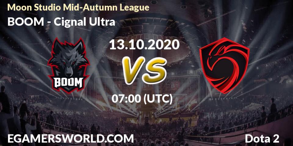 BOOM vs Cignal Ultra: Match Prediction. 13.10.2020 at 07:25, Dota 2, Moon Studio Mid-Autumn League
