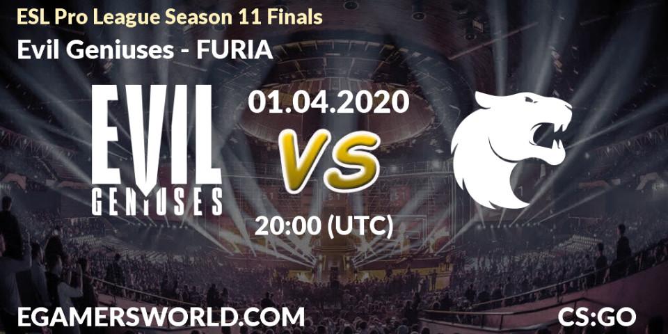 Evil Geniuses vs FURIA: Match Prediction. 01.04.2020 at 20:00, Counter-Strike (CS2), ESL Pro League Season 11: North America