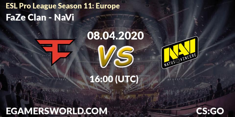 FaZe Clan vs NaVi: Match Prediction. 08.04.2020 at 16:00, Counter-Strike (CS2), ESL Pro League Season 11: Europe