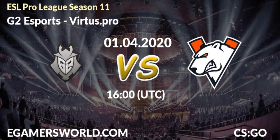 G2 Esports vs Virtus.pro: Match Prediction. 01.04.2020 at 16:00, Counter-Strike (CS2), ESL Pro League Season 11: Europe