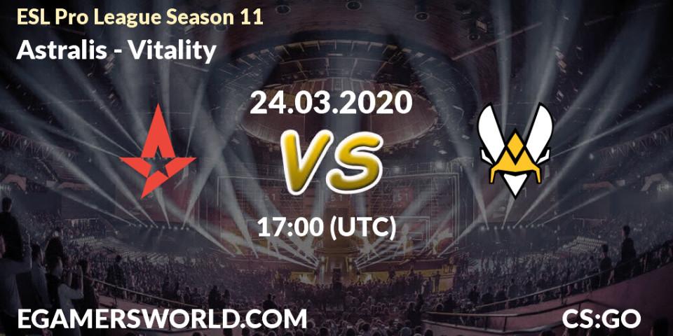Astralis vs Vitality: Match Prediction. 24.03.20, CS2 (CS:GO), ESL Pro League Season 11: Europe