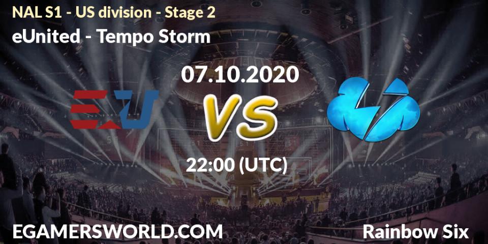 eUnited vs Tempo Storm: Match Prediction. 08.10.2020 at 01:00, Rainbow Six, NAL S1 - US division - Stage 2