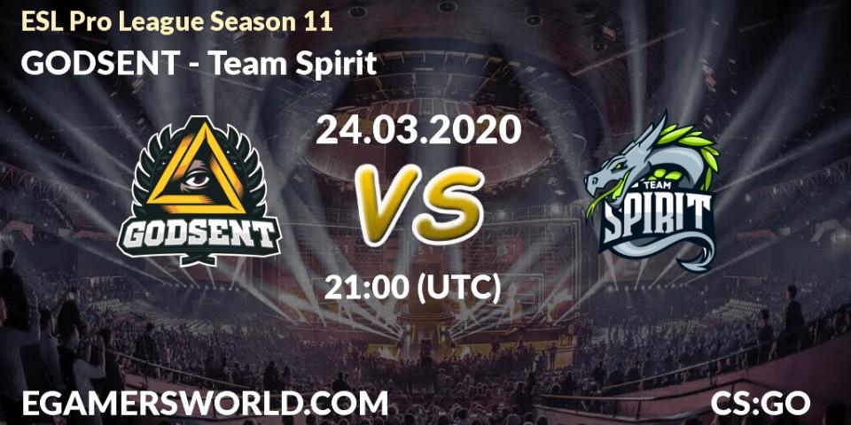 GODSENT vs Team Spirit: Match Prediction. 24.03.20, CS2 (CS:GO), ESL Pro League Season 11: Europe
