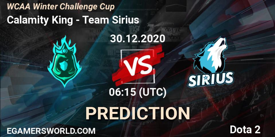 Calamity King vs Team Sirius: Match Prediction. 30.12.20, Dota 2, WCAA Winter Challenge Cup