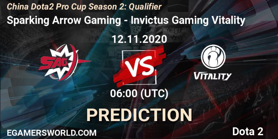 Sparking Arrow Gaming vs Invictus Gaming Vitality: Match Prediction. 12.11.2020 at 06:00, Dota 2, China Dota2 Pro Cup Season 2: Qualifier