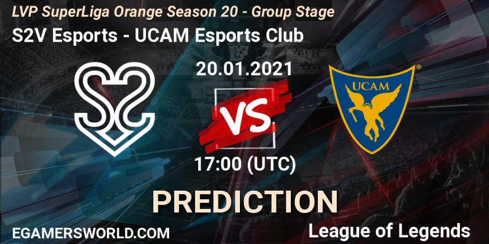 S2V Esports vs UCAM Esports Club: Match Prediction. 20.01.2021 at 17:00, LoL, LVP SuperLiga Orange Season 20 - Group Stage