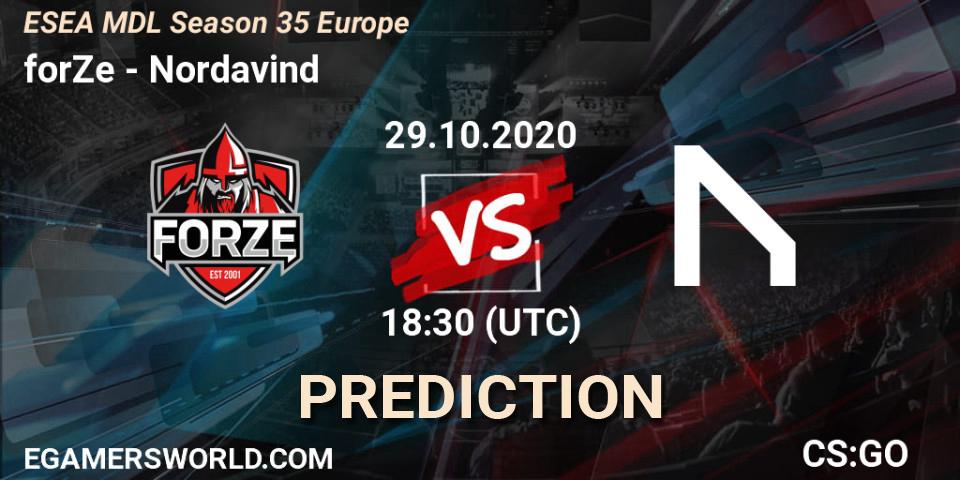forZe vs Nordavind: Match Prediction. 29.10.2020 at 18:30, Counter-Strike (CS2), ESEA MDL Season 35 Europe