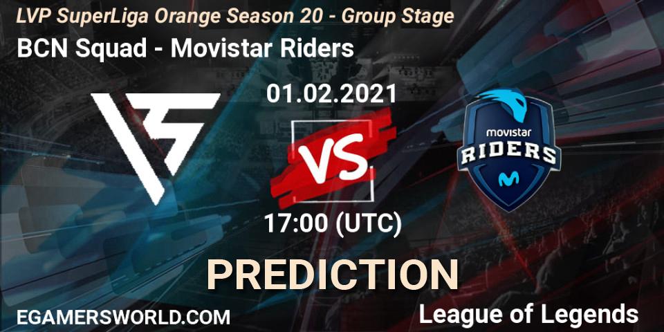 BCN Squad vs Movistar Riders: Match Prediction. 01.02.2021 at 17:00, LoL, LVP SuperLiga Orange Season 20 - Group Stage