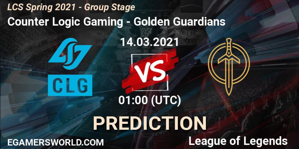 Counter Logic Gaming vs Golden Guardians: Match Prediction. 14.03.2021 at 01:00, LoL, LCS Spring 2021 - Group Stage