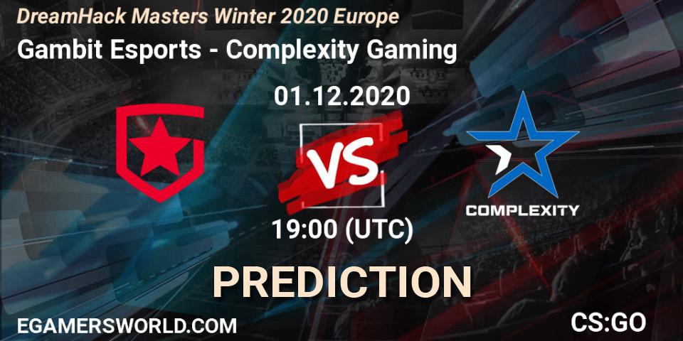 Gambit Esports vs Complexity Gaming: Match Prediction. 01.12.2020 at 19:00, Counter-Strike (CS2), DreamHack Masters Winter 2020 Europe