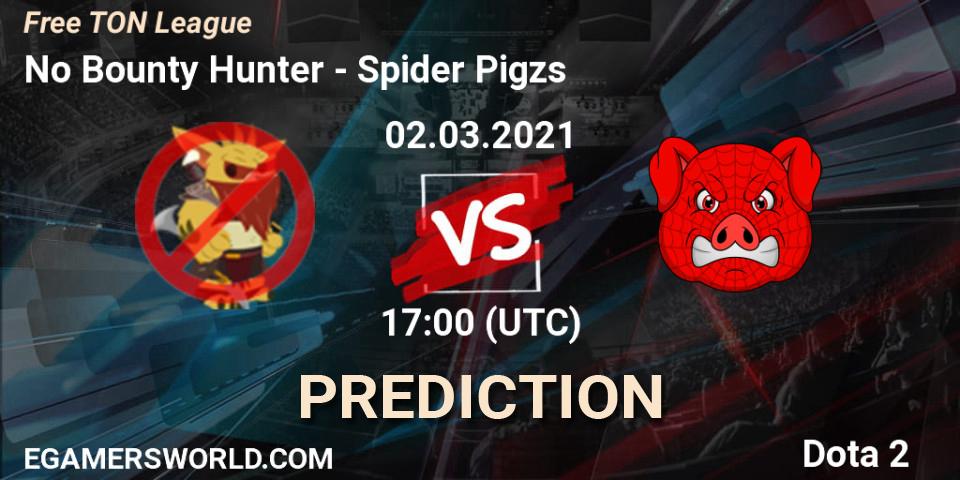 No Bounty Hunter vs Spider Pigzs: Match Prediction. 02.03.2021 at 17:01, Dota 2, Free TON League