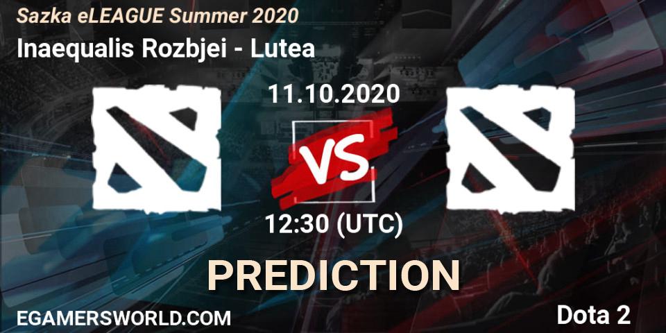 Inaequalis Rozbíječi vs Lutea: Match Prediction. 11.10.2020 at 12:23, Dota 2, Sazka eLEAGUE Summer 2020