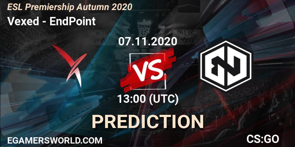 Vexed vs EndPoint: Match Prediction. 07.11.2020 at 13:05, Counter-Strike (CS2), ESL Premiership Autumn 2020