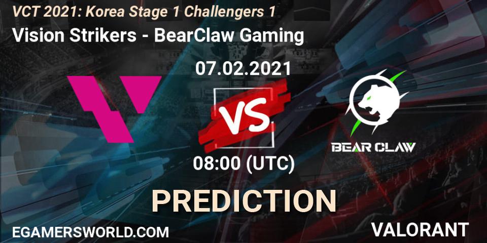 Vision Strikers vs BearClaw Gaming: Match Prediction. 07.02.2021 at 12:00, VALORANT, VCT 2021: Korea Stage 1 Challengers 1