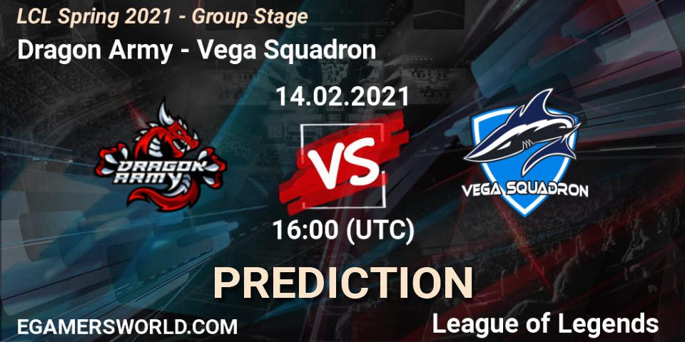 Dragon Army vs Vega Squadron: Match Prediction. 14.02.2021 at 16:00, LoL, LCL Spring 2021 - Group Stage