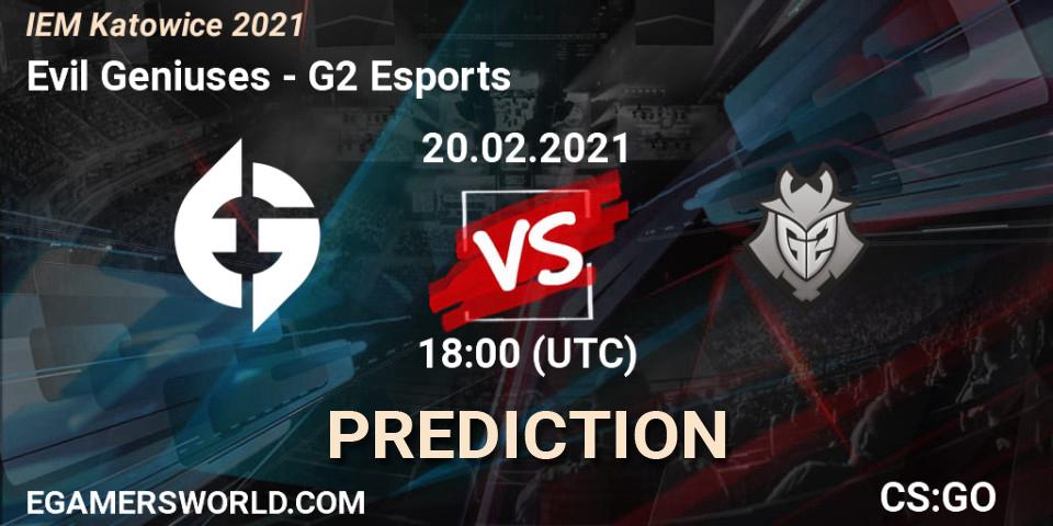Evil Geniuses vs G2 Esports: Match Prediction. 20.02.2021 at 18:15, Counter-Strike (CS2), IEM Katowice 2021
