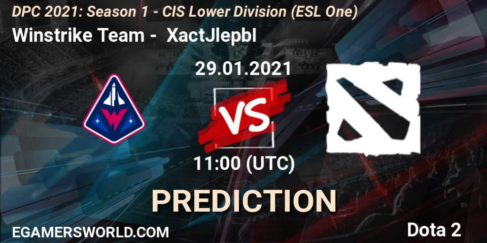 Winstrike Team vs XactJlepbI: Match Prediction. 29.01.2021 at 10:57, Dota 2, ESL One. DPC 2021: Season 1 - CIS Lower Division