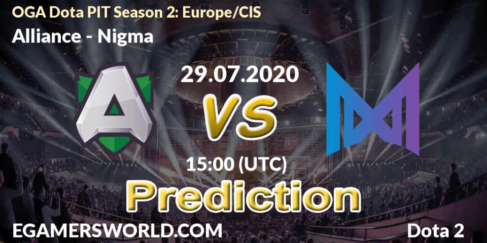 Alliance vs Nigma: Match Prediction. 29.07.2020 at 14:11, Dota 2, OGA Dota PIT Season 2: Europe/CIS