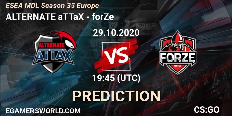 ALTERNATE aTTaX vs forZe: Match Prediction. 29.10.2020 at 19:45, Counter-Strike (CS2), ESEA MDL Season 35 Europe