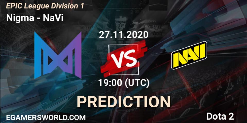 Nigma vs NaVi: Match Prediction. 27.11.2020 at 19:13, Dota 2, EPIC League Division 1