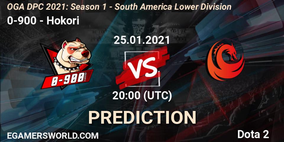 0-900 vs Hokori: Match Prediction. 25.01.21, Dota 2, OGA DPC 2021: Season 1 - South America Lower Division