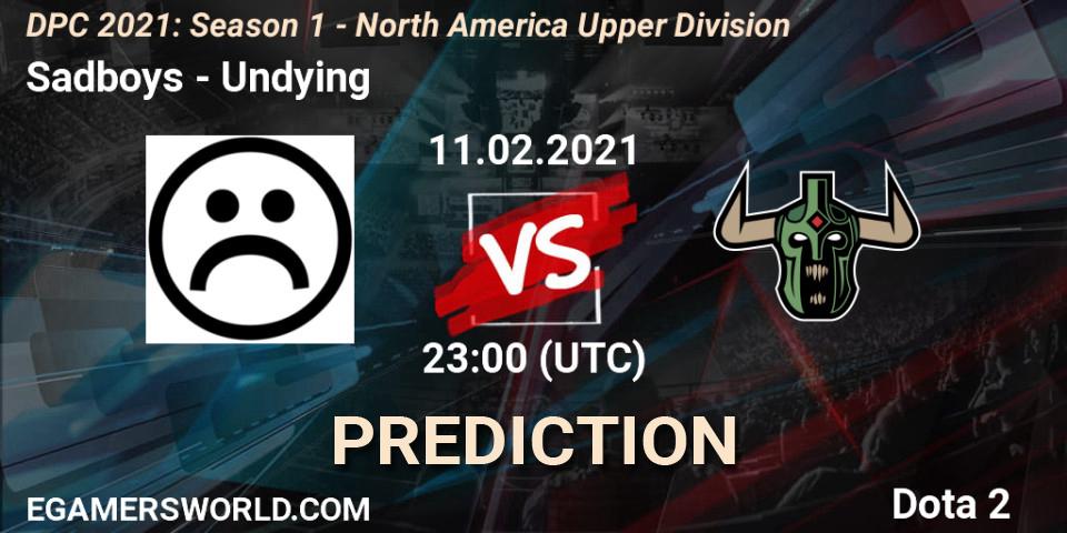 Sadboys vs Undying: Match Prediction. 11.02.2021 at 23:09, Dota 2, DPC 2021: Season 1 - North America Upper Division