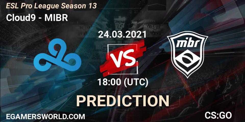 Cloud9 vs MIBR: Match Prediction. 24.03.21, CS2 (CS:GO), ESL Pro League Season 13