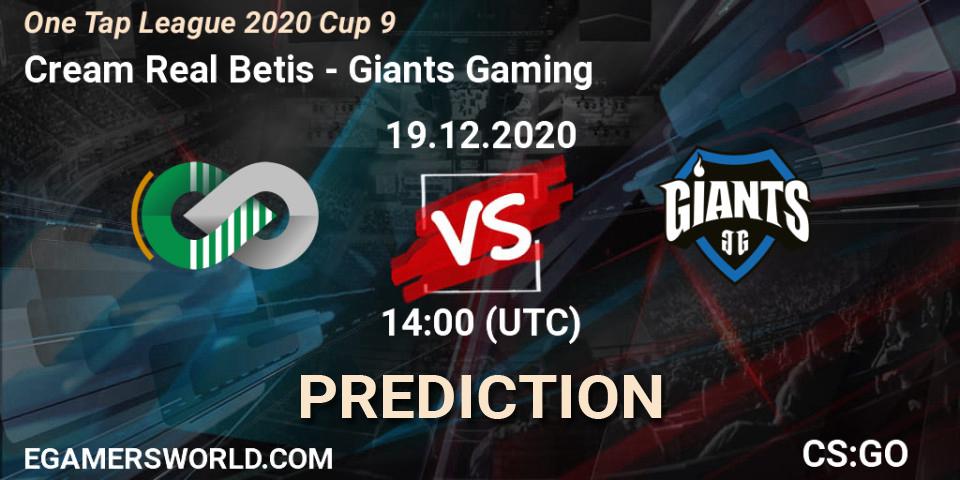 Cream Real Betis vs Giants Gaming: Match Prediction. 19.12.20, CS2 (CS:GO), One Tap League 2020 Cup 9