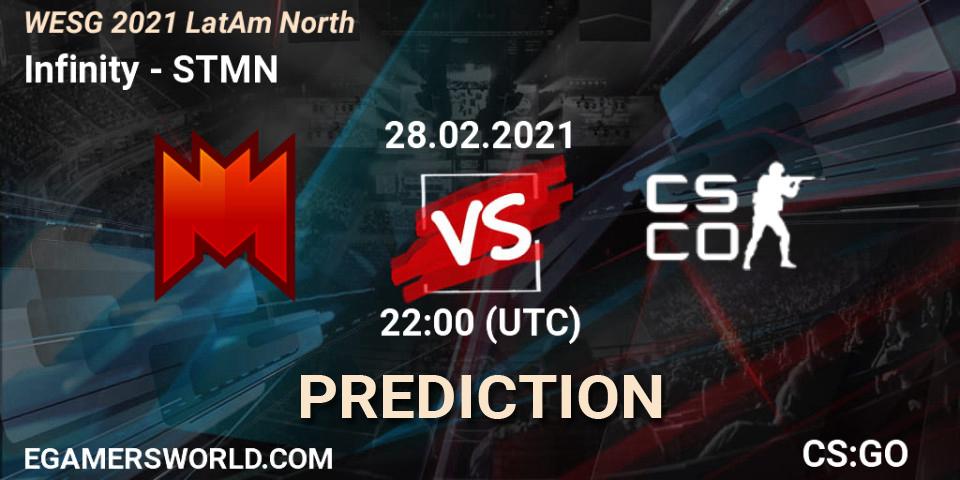 Infinity vs STMN: Match Prediction. 28.02.2021 at 21:30, Counter-Strike (CS2), WESG 2021 LatAm North