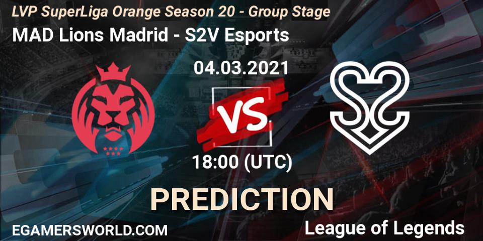 MAD Lions Madrid vs S2V Esports: Match Prediction. 04.03.21, LoL, LVP SuperLiga Orange Season 20 - Group Stage