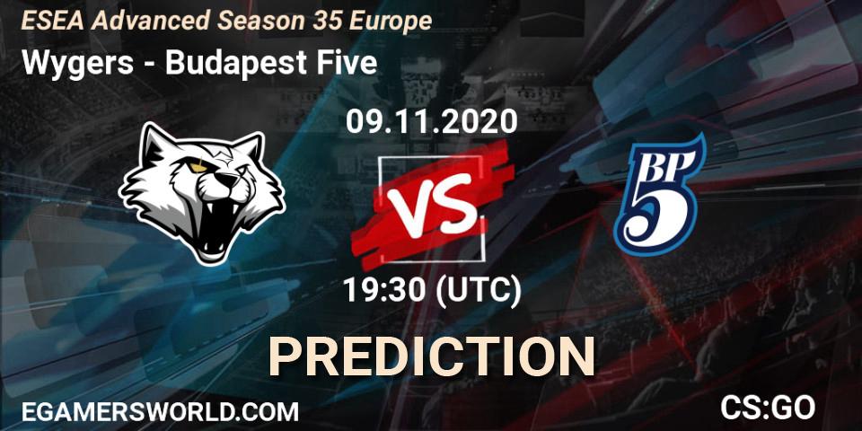 Wygers vs Budapest Five: Match Prediction. 09.11.2020 at 16:00, Counter-Strike (CS2), ESEA Advanced Season 35 Europe