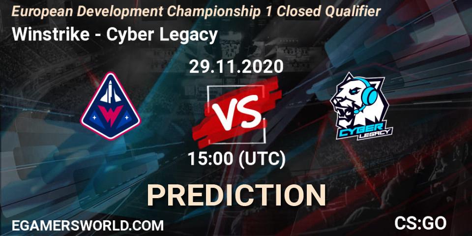 Winstrike vs Cyber Legacy: Match Prediction. 29.11.2020 at 19:25, Counter-Strike (CS2), European Development Championship 1 Closed Qualifier