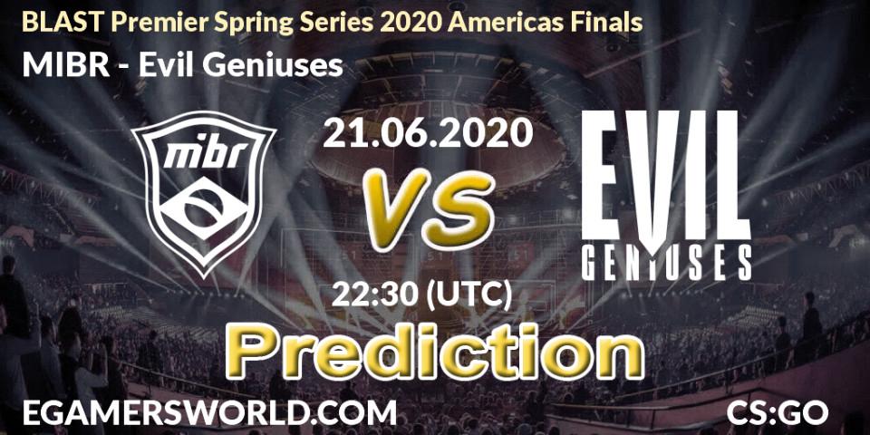 MIBR vs Evil Geniuses: Match Prediction. 21.06.20, CS2 (CS:GO), BLAST Premier Spring Series 2020 Americas Finals