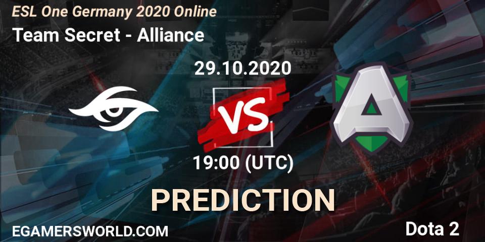 Team Secret vs Alliance: Match Prediction. 29.10.2020 at 16:00, Dota 2, ESL One Germany 2020 Online