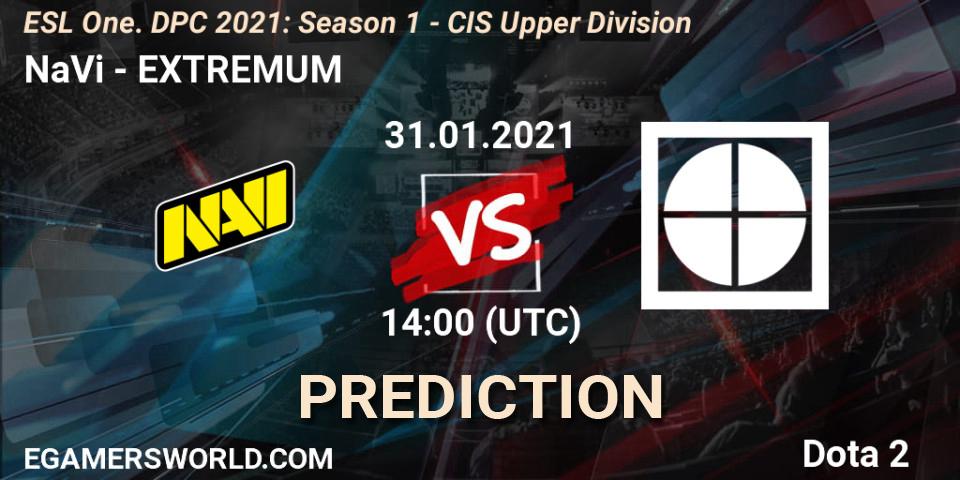 NaVi vs EXTREMUM: Match Prediction. 31.01.2021 at 13:56, Dota 2, ESL One. DPC 2021: Season 1 - CIS Upper Division