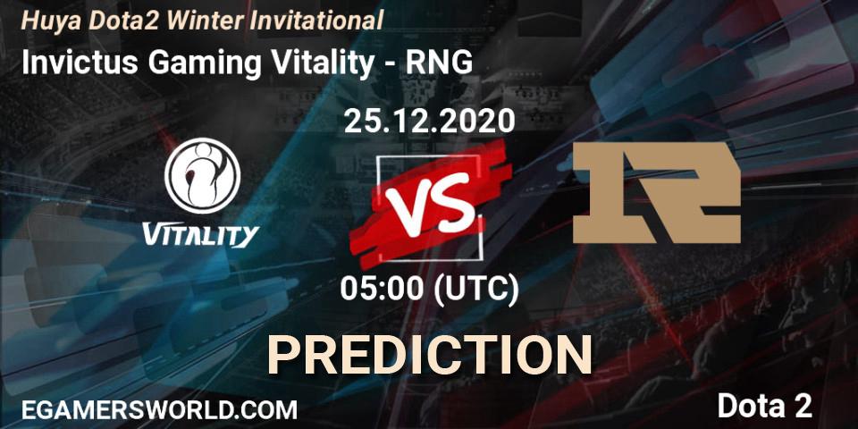 Invictus Gaming Vitality vs RNG: Match Prediction. 25.12.20, Dota 2, Huya Dota2 Winter Invitational