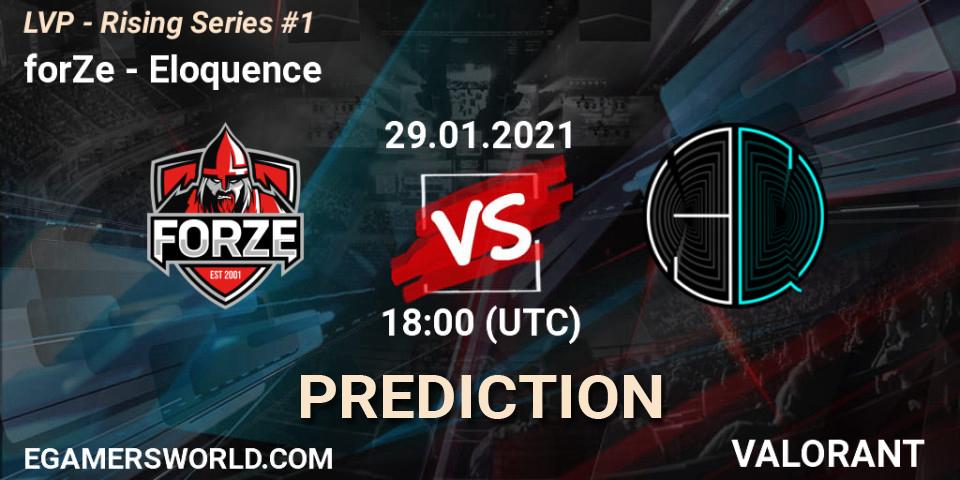 forZe vs Eloquence: Match Prediction. 29.01.2021 at 19:00, VALORANT, LVP - Rising Series #1