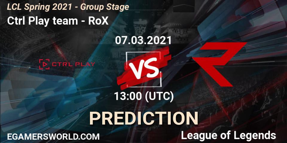 Ctrl Play team vs RoX: Match Prediction. 07.03.2021 at 13:00, LoL, LCL Spring 2021 - Group Stage