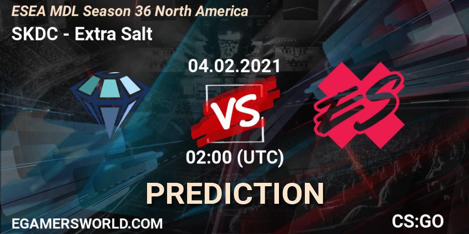 SKDC vs Extra Salt: Match Prediction. 04.02.2021 at 02:00, Counter-Strike (CS2), MDL ESEA Season 36: North America - Premier Division