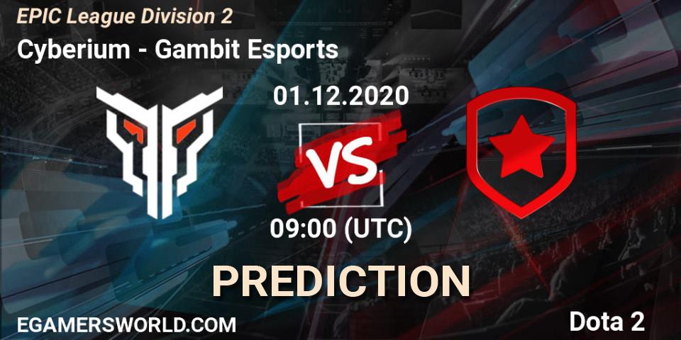 Cyberium vs Gambit Esports: Match Prediction. 01.12.20, Dota 2, EPIC League Division 2