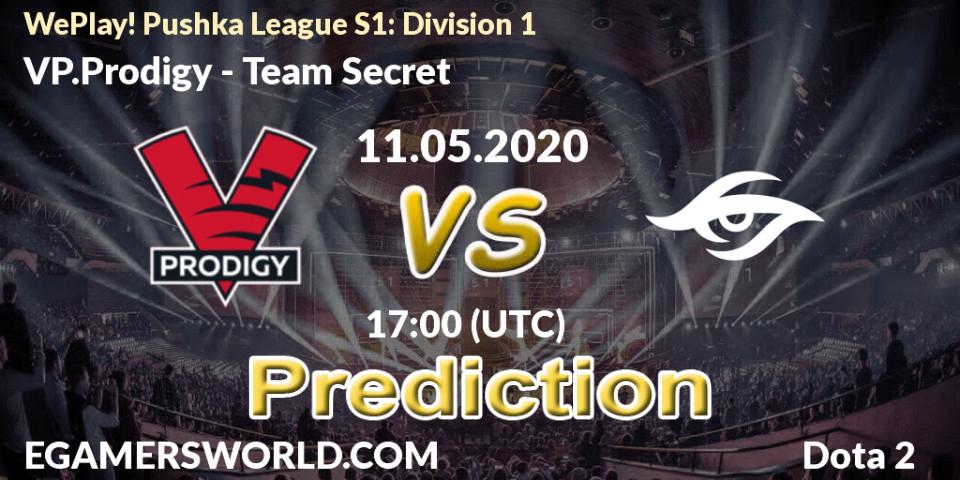 VP.Prodigy vs Team Secret: Match Prediction. 11.05.2020 at 17:20, Dota 2, WePlay! Pushka League S1: Division 1
