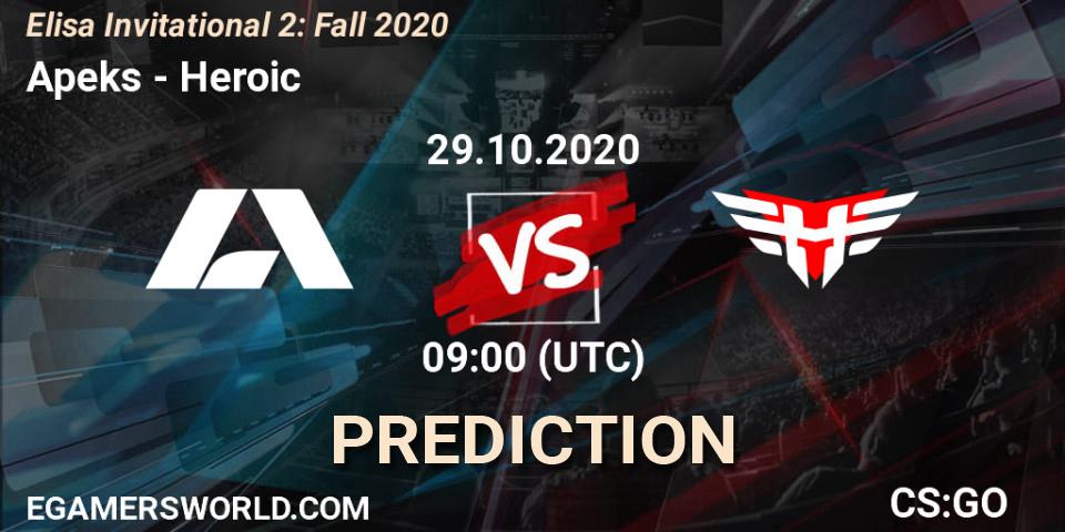 Apeks vs Heroic: Match Prediction. 29.10.2020 at 09:00, Counter-Strike (CS2), Elisa Invitational Fall 2020