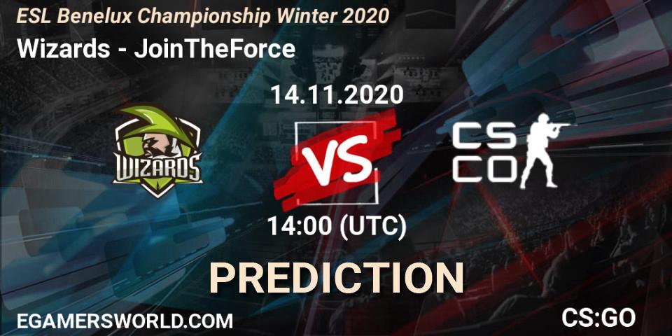Wizards vs JoinTheForce: Match Prediction. 14.11.2020 at 14:00, Counter-Strike (CS2), ESL Benelux Championship Winter 2020