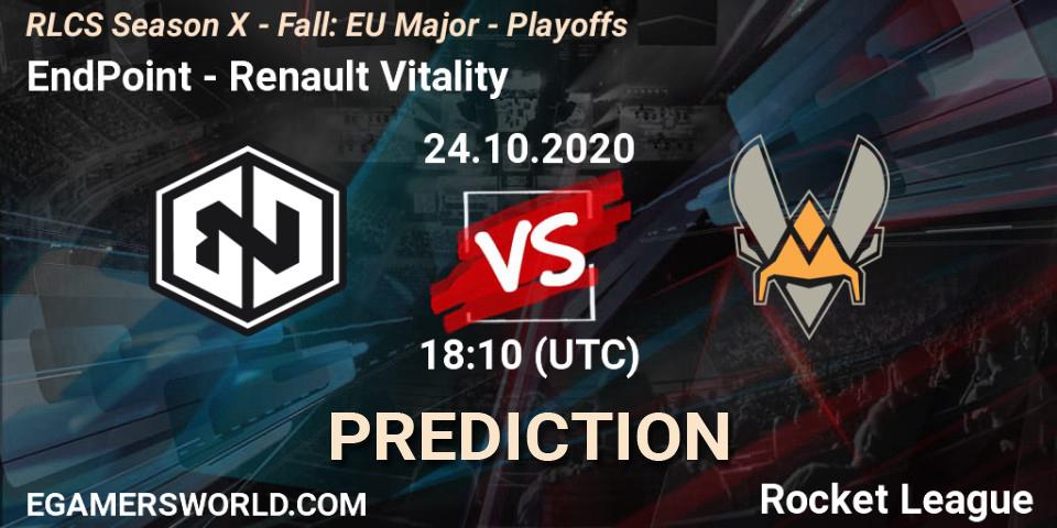 EndPoint vs Renault Vitality: Match Prediction. 24.10.2020 at 17:50, Rocket League, RLCS Season X - Fall: EU Major - Playoffs