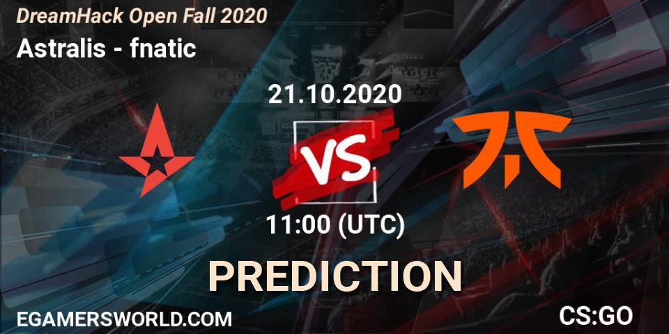 Astralis vs fnatic: Match Prediction. 21.10.2020 at 11:00, Counter-Strike (CS2), DreamHack Open Fall 2020