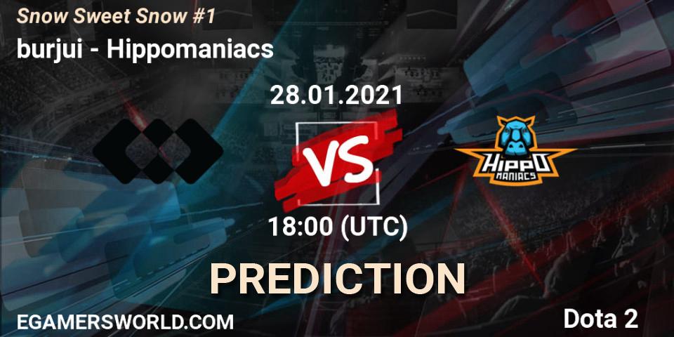 burjui vs Hippomaniacs: Match Prediction. 28.01.2021 at 18:01, Dota 2, Snow Sweet Snow #1