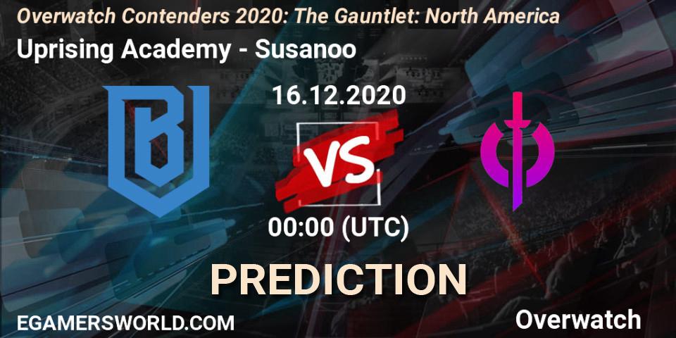 Uprising Academy vs Susanoo: Match Prediction. 15.12.2020 at 23:40, Overwatch, Overwatch Contenders 2020: The Gauntlet: North America